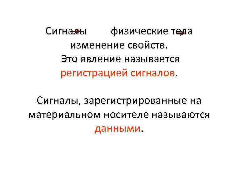 Сигналы физические тела изменение свойств. Это явление называется регистрацией сигналов. Сигналы, зарегистрированные на материальном