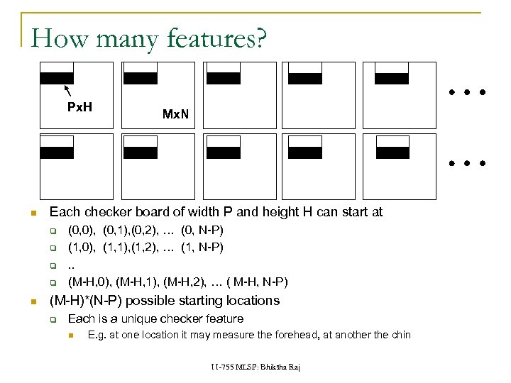 How many features? Px. H Each checker board of width P and height H