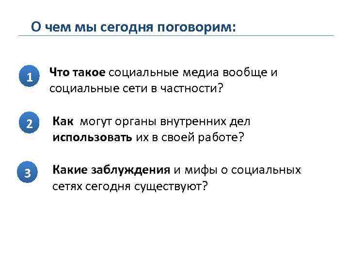 О чем мы сегодня поговорим: 1 Что такое социальные медиа вообще и социальные сети