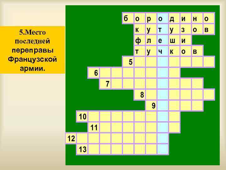 5. Место последней переправы Французской армии. 