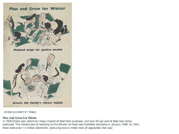 © IWM (Art. IWM PST 16992) Plan And Grow For Winter In 1939 Britain