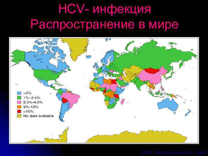 HCV- инфекция Распространение в мире WHO. , Wkly Epidemiol Rec. , 2000 