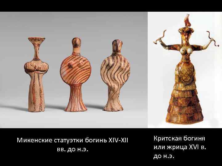 Микенские статуэтки богинь XIV-XII вв. до н. э. Критская богиня или жрица XVI в.