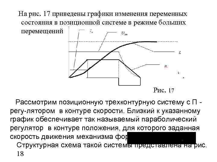 На рис. 17 приведены графики изменения переменных состояния в позиционной системе в режиме больших