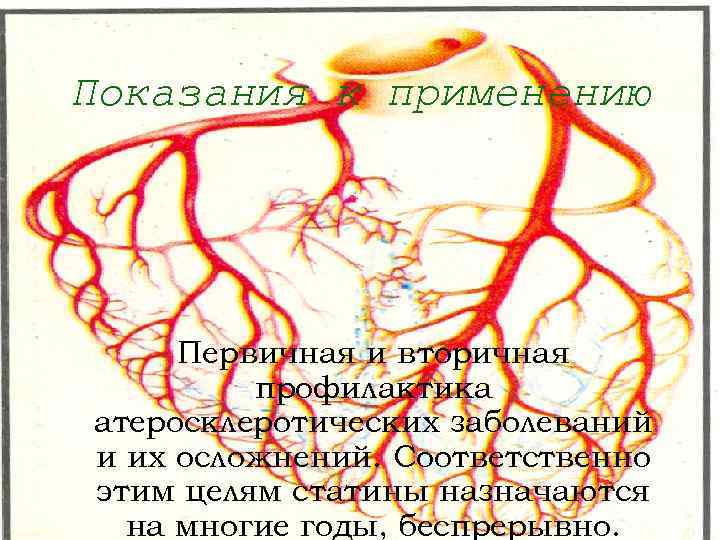 Показания к применению Первичная и вторичная профилактика атеросклеротических заболеваний и их осложнений. Соответственно этим