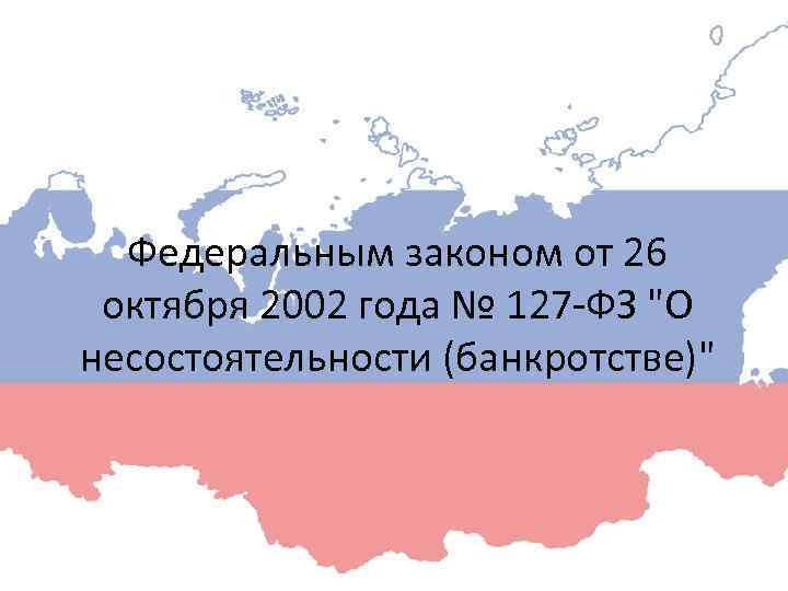 Федеральным законом от 26 октября 2002 года № 127 -ФЗ "О несостоятельности (банкротстве)" 