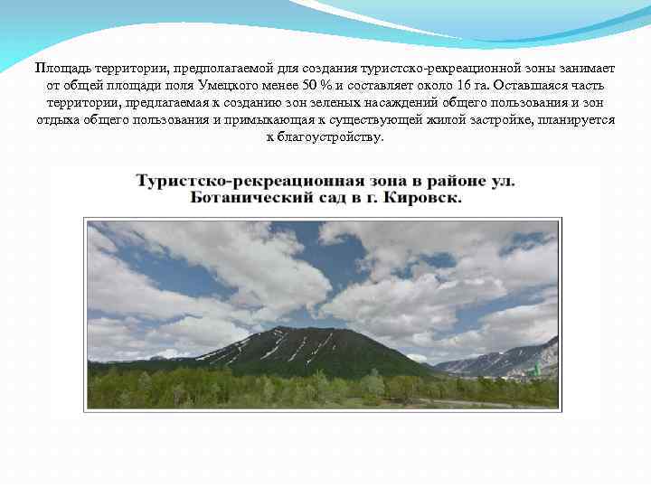 Площадь территории, предполагаемой для создания туристско-рекреационной зоны занимает от общей площади поля Умецкого менее