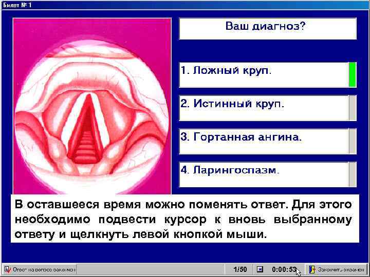 В оставшееся время можно поменять ответ. Для этого необходимо подвести курсор к вновь выбранному