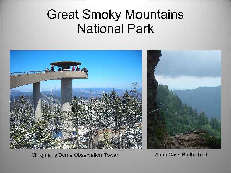 Great Smoky Mountains National Park Clingman's Dome Observation Tower Alum Cave Bluffs Trail 