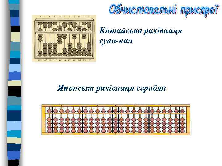 Китайська рахівниця суан-пан Японська рахівниця серобян 