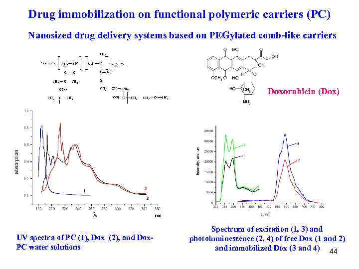 Drug immobilization on functional polymeric carriers (PC) Nanosized drug delivery systems based on PEGylated