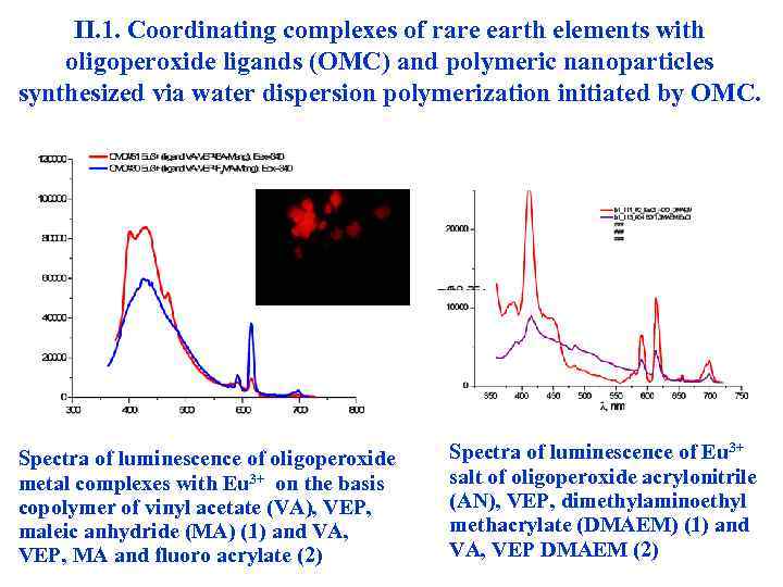 II. 1. Coordinating complexes of rare earth elements with oligoperoxide ligands (OMC) and polymeric