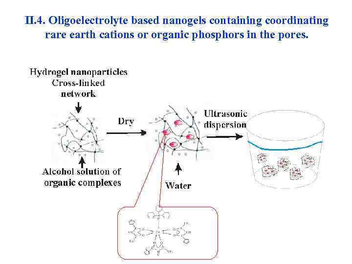 II. 4. Oligoelectrolyte based nanogels containing coordinating rare earth cations or organic phosphors in