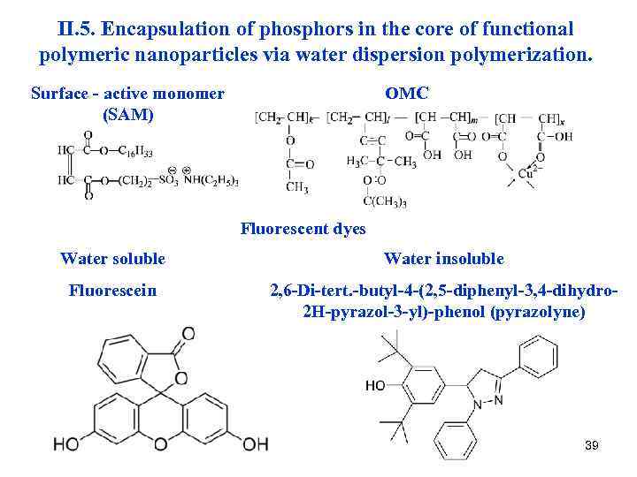 II. 5. Encapsulation of phosphors in the core of functional polymeric nanoparticles via water