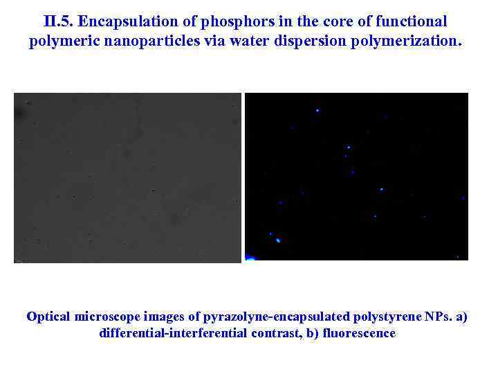 II. 5. Encapsulation of phosphors in the core of functional polymeric nanoparticles via water