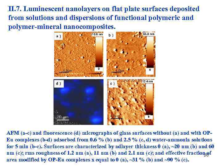 II. 7. Luminescent nanolayers on flat plate surfaces deposited from solutions and dispersions of