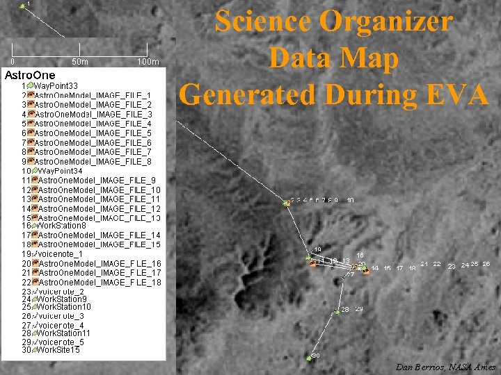 Science Organizer Data Map Generated During EVA Dan Berrios, NASA Ames 