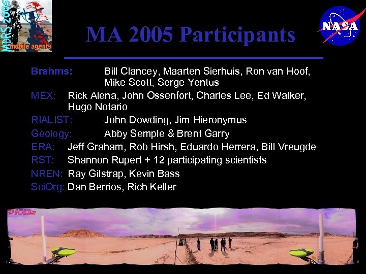 MA 2005 Participants Brahms: Bill Clancey, Maarten Sierhuis, Ron van Hoof, Mike Scott, Serge