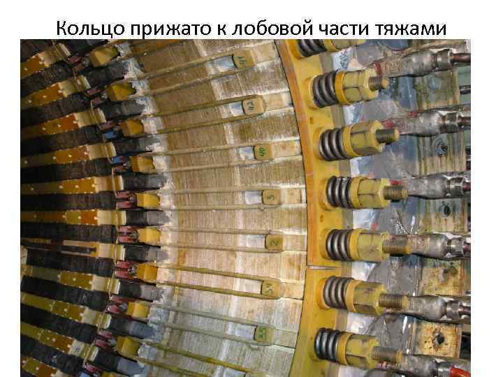 Кольцо прижато к лобовой части тяжами 