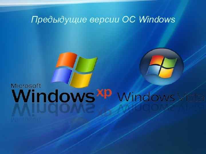 Предыдущие версии ОС Windows 