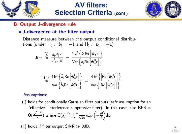 AV filters: Selection Criteria (cont. ) 19 