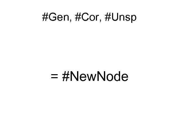 #Gen, #Cor, #Unsp = #New. Node 