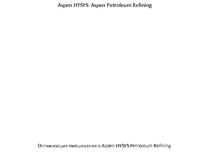 Aspen HYSYS: Aspen Petroleum Refining Оптимизация смешивания в Aspen HYSYS Petroleum Refining 