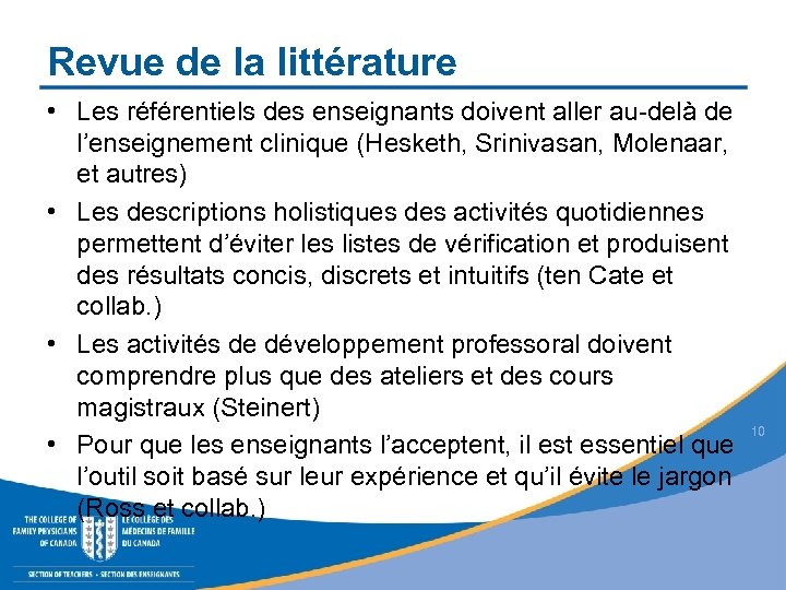 Revue de la littérature • Les référentiels des enseignants doivent aller au-delà de l’enseignement