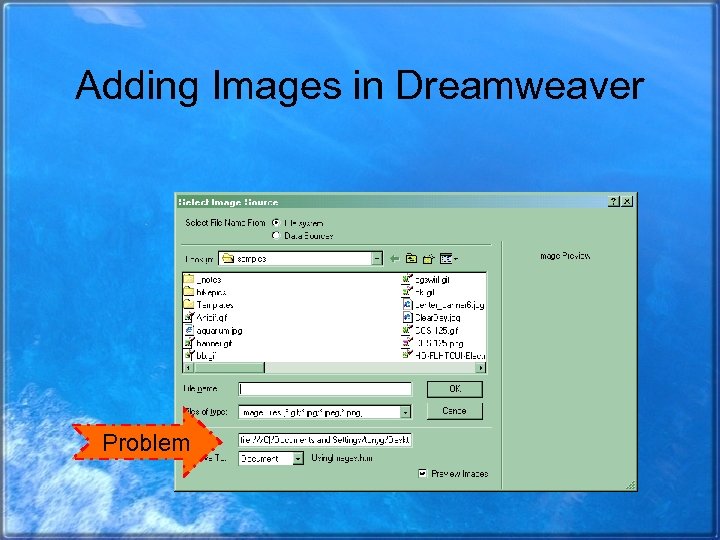 Adding Images in Dreamweaver Problem 