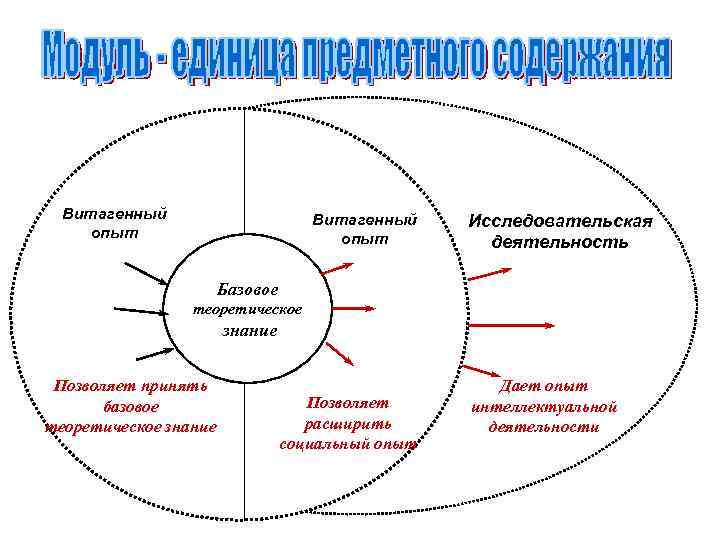 Витагенный опыт Исследовательская деятельность Базовое теоретическое знание Позволяет принять базовое теоретическое знание Позволяет расширить