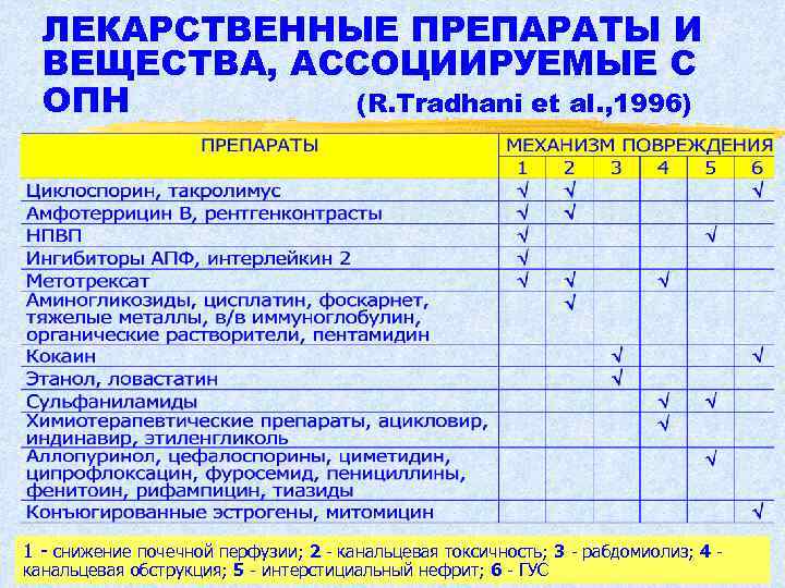 ЛЕКАРСТВЕННЫЕ ПРЕПАРАТЫ И ВЕЩЕСТВА, АССОЦИИРУЕМЫЕ С ОПН (R. Tradhani et al. , 1996) 1