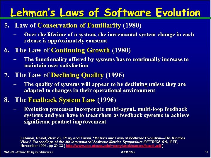 Lehman’s Laws of Software Evolution 5. Law of Conservation of Familiarity (1980) – Over
