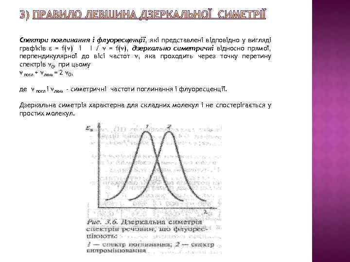 Спектри поглинання і флуоресценції, які представлені відповідно у вигляді графіків ε = f(ν) і
