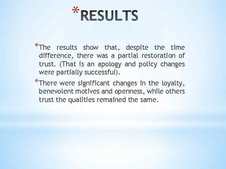 * *The results show that, despite the time difference, there was a partial restoration