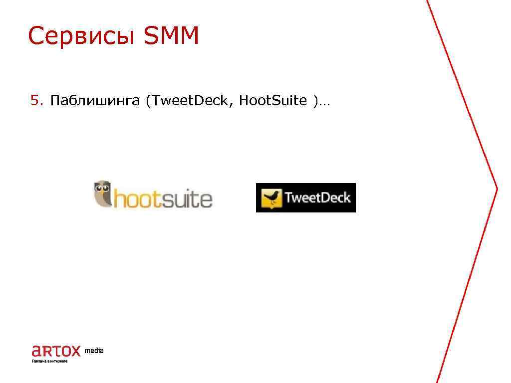 Cервисы SMM 5. Паблишинга (Tweet. Deck, Hoot. Suite )… 