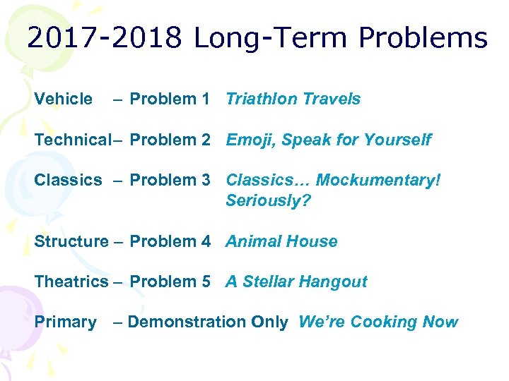 T h e L o n g T e r m 2017 -2018 Long-Term