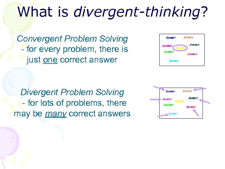 What is divergent-thinking? W h a t i s D i v e r