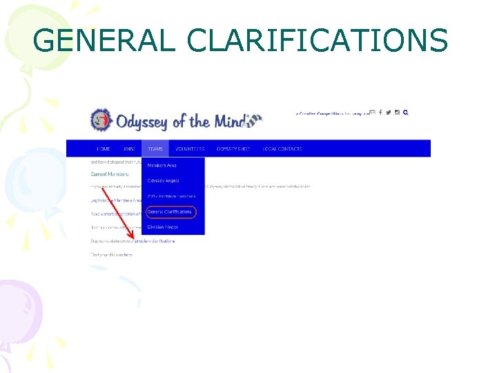 GENERAL CLARIFICATIONS 
