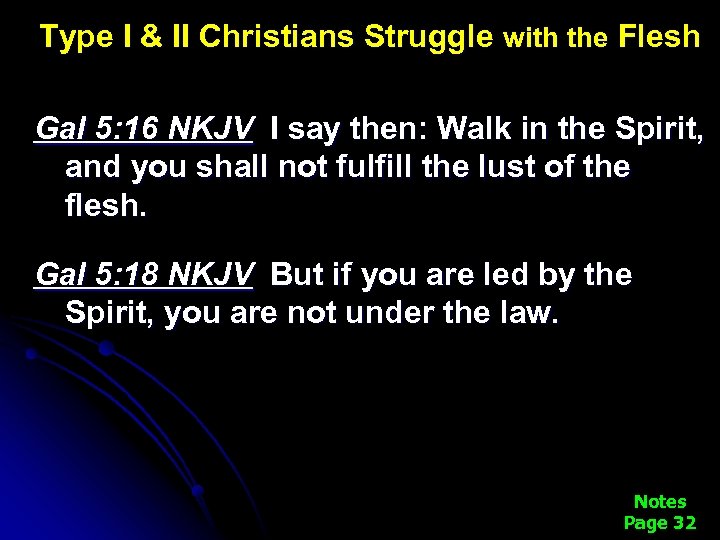 Type I & II Christians Struggle with the Flesh Gal 5: 16 NKJV I