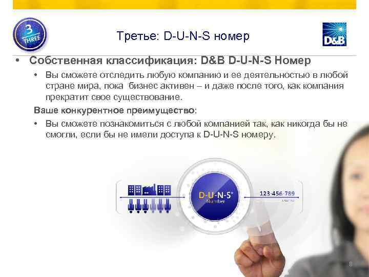 Третье: D-U-N-S номер • Собственная классификация: D&B D-U-N-S Номер • Вы сможете отследить любую