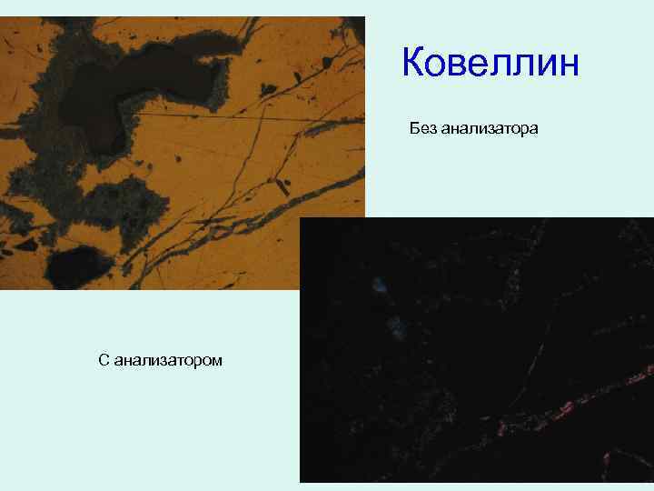 Ковеллин Без анализатора С анализатором 