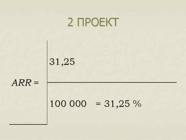 2 ПРОЕКТ 31, 25 ARR = 100 000 = 31, 25 % 