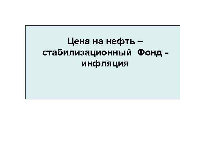 Цена на нефть – стабилизационный Фонд инфляция 