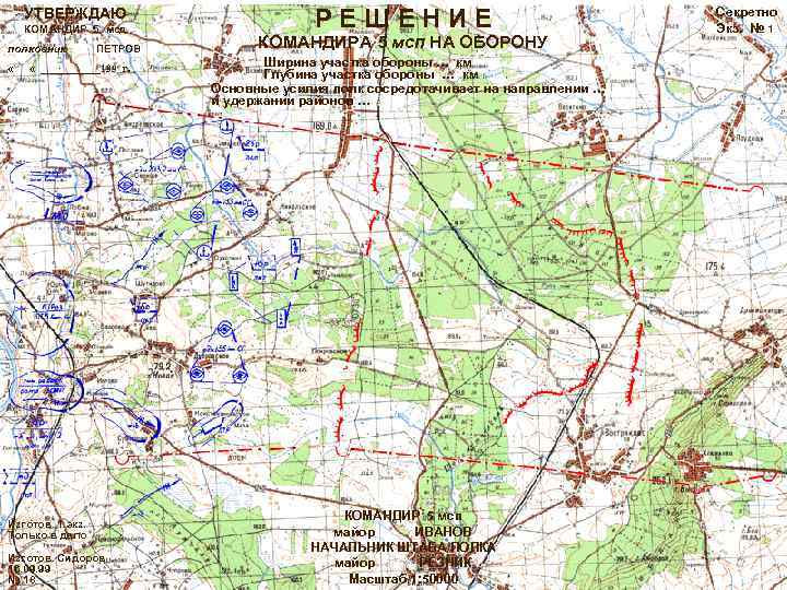 УТВЕРЖДАЮ КОМАНДИР 5 мсд полковник « ПЕТРОВ « ______199 г. Изготов. 1 экз. Только