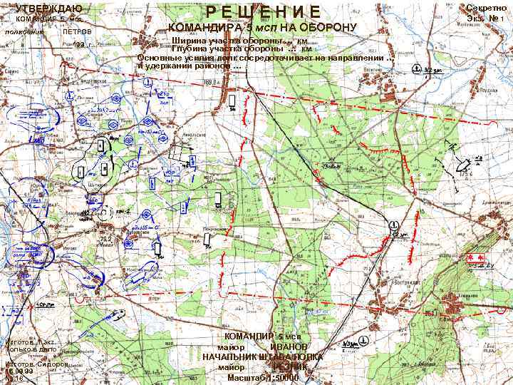 УТВЕРЖДАЮ КОМАНДИР 5 мсд полковник « ПЕТРОВ « ______199 г. Изготов. 1 экз. Только