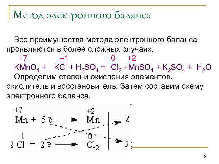 Используя метод электронного баланса