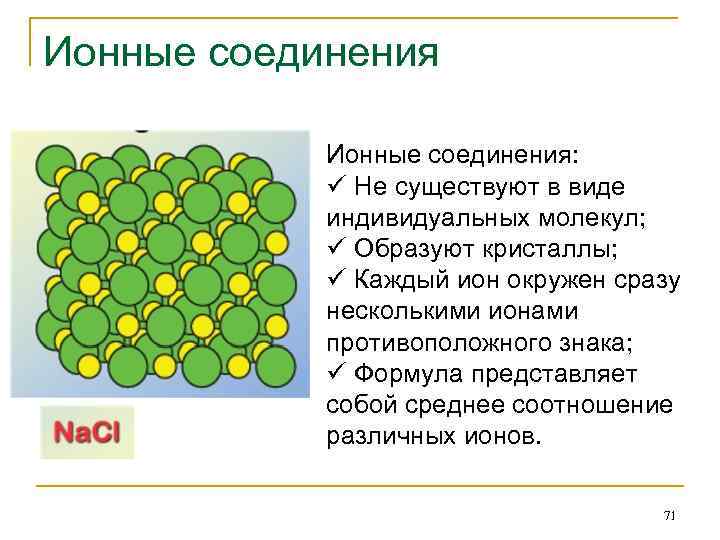 Формула веществ с ионной химической связью