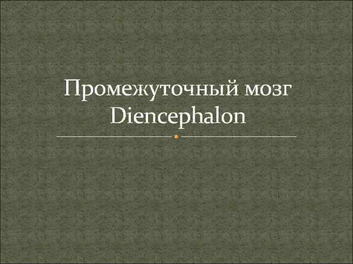 Промежуточный мозг Diencephalon 