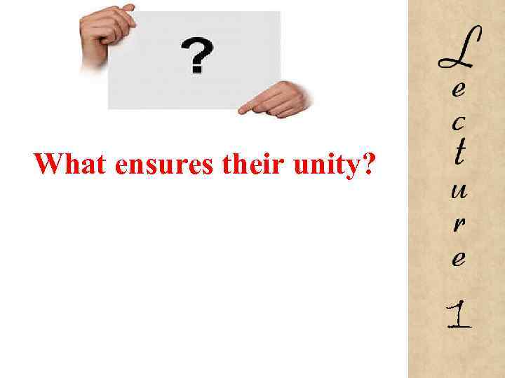 What ensures their unity? 1 