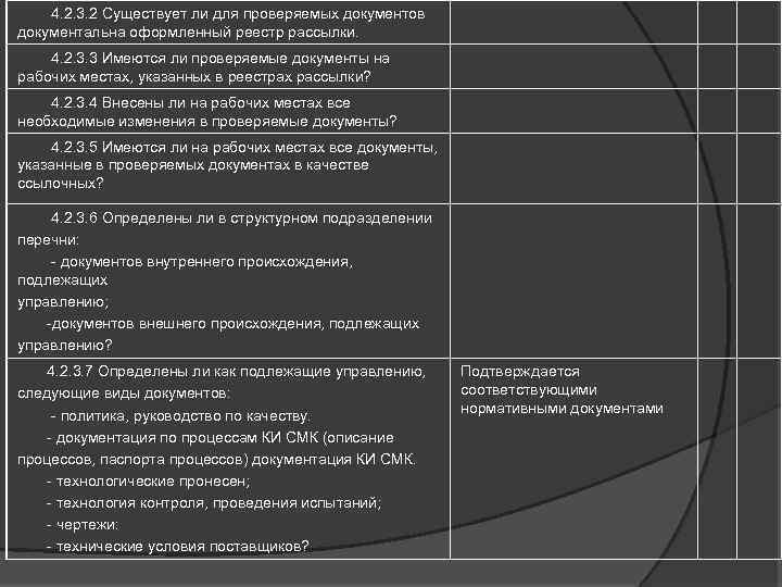  4. 2. 3. 2 Существует ли для проверяемых документов документальна оформленный реестр рассылки.